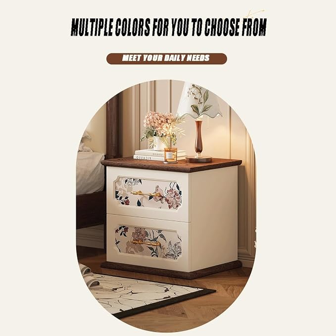 Vintage-Print New Chinese-Style Bedside Table, Office/Bedroom/Living Room - Image 4