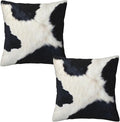 Black and White Western Cow Print Pillow Covers 18x18 Set of 2, Cowhide Accent by Tebjh