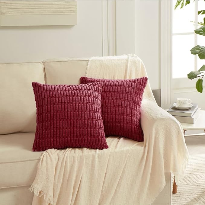 Fancy Homi 4 Packs Burgundy Decorative Throw Pillow Covers 20x20 Inch - Image 6