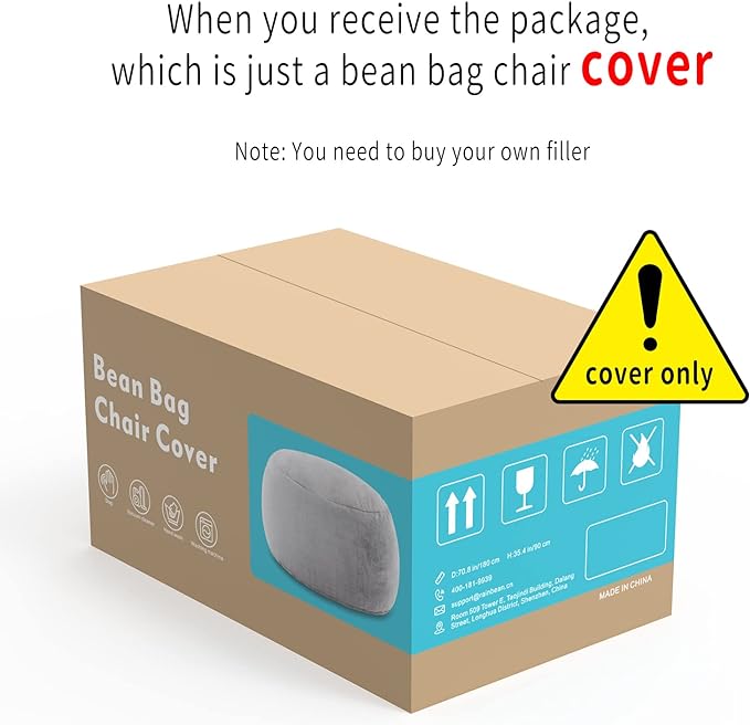 YudouTech (No Filler Bean Bag Chair Cover Without Filler, Big Round Soft Fluffy - Image 6
