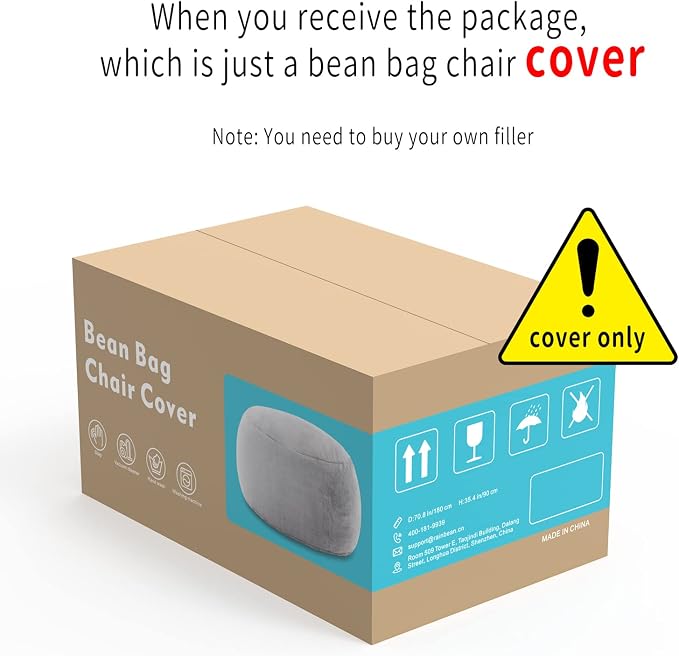 YudouTech (No Filler Bean Bag Chair Cover Without Filler, Big Round Soft Fluffy - Image 6
