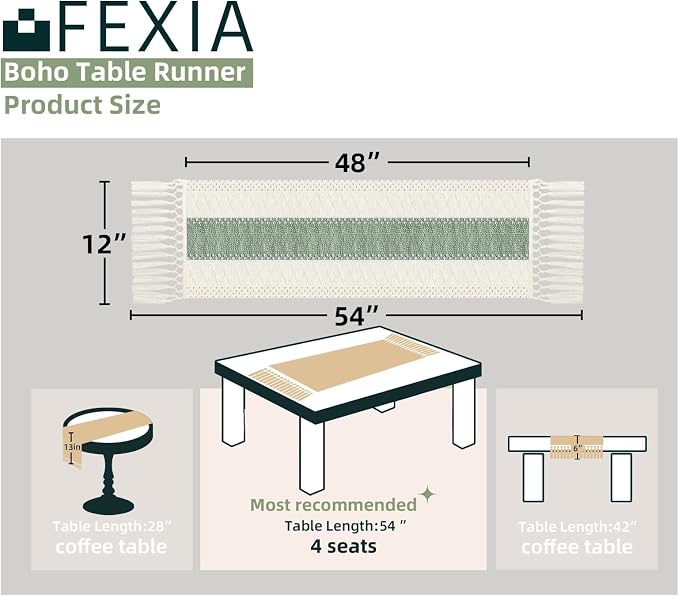 FEXIA Sage Green Table Runner 48 Inches Long - Image 2