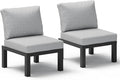 Aluminum Outdoor Patio Sofa Set, 2 Seats Modular Sectional Single Seat Sofa by Oasbira