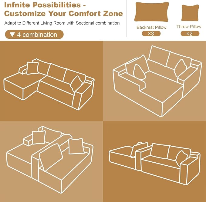 AUGOP 96" Sectional Couches for Living Room Modern Modular Sofa - Image 9
