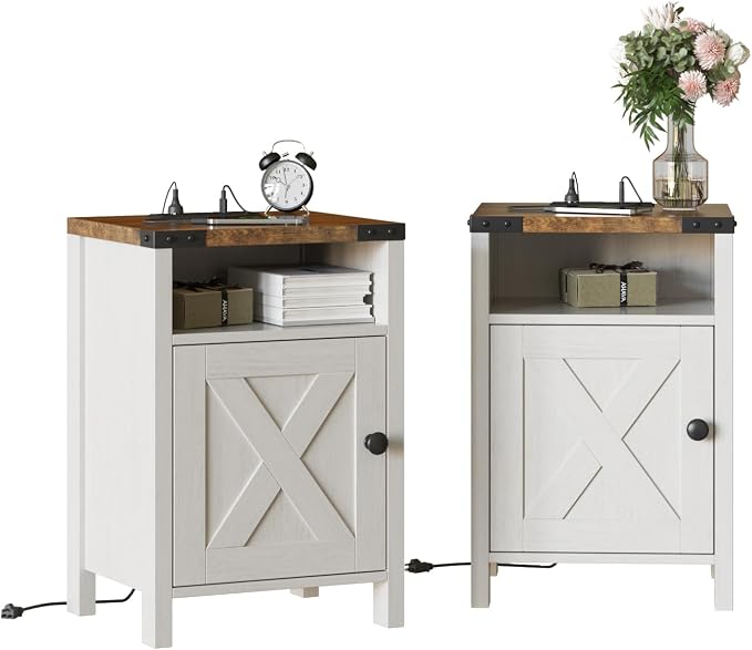 Fameill Farmhouse End Tables Set of 2, Nightstands - Image 8