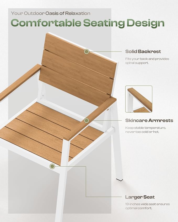 Outdoor Patio Dining Chairs Set of 2, 350LBS Capacity Aluminum Patio Dining - Image 3