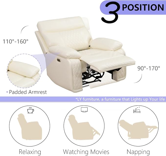 Power Leather Recliner Sofa Chair, Living Room Furniture Sets, Breathing - Image 5