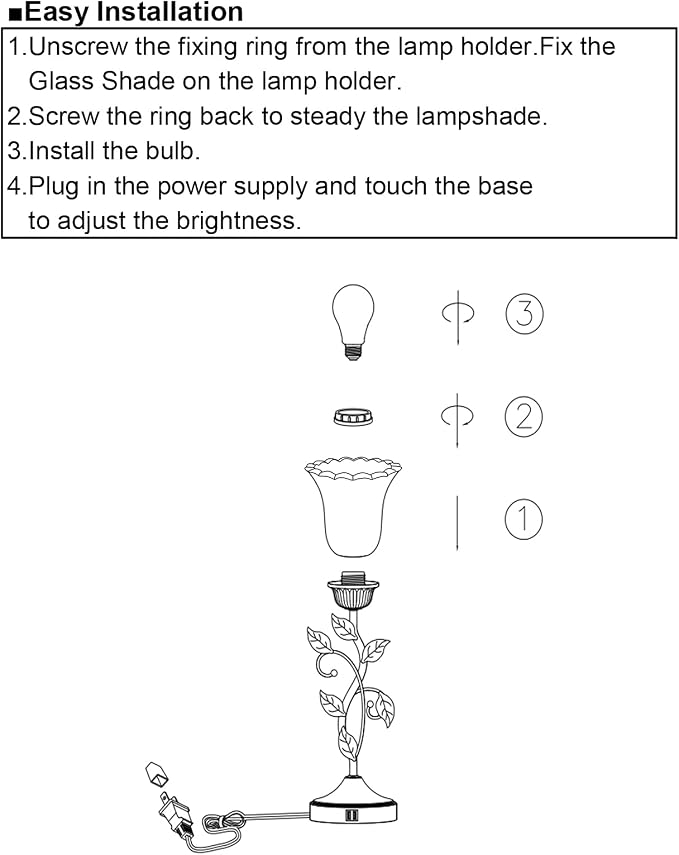 Touch Bedside Lamp with 2 USB Charging Ports, 3-Way Dimmable Nightstand Lamps - Image 6