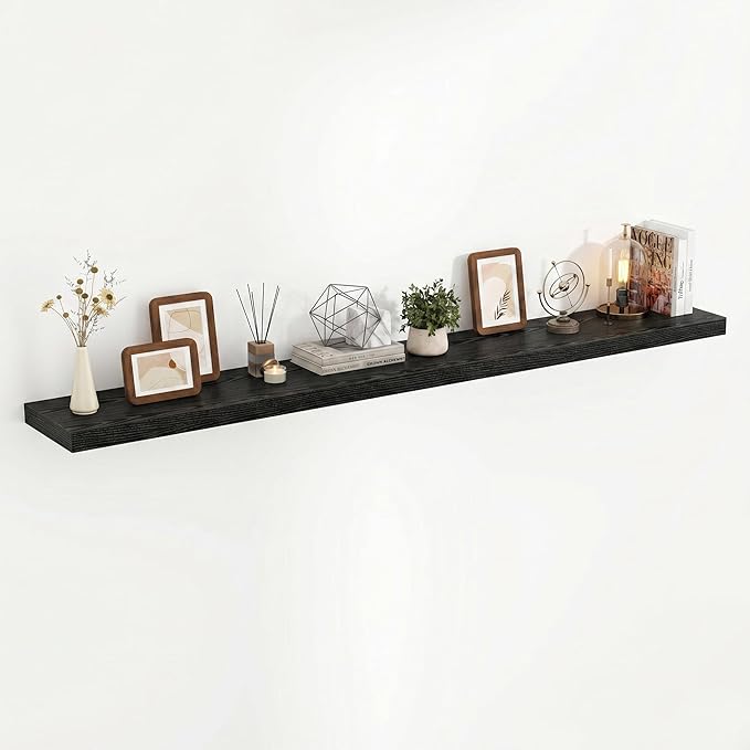 Acovy 72 Inch Floating Shelves, 3D Textured Wood Grain, Wooden Shelves by Acovy