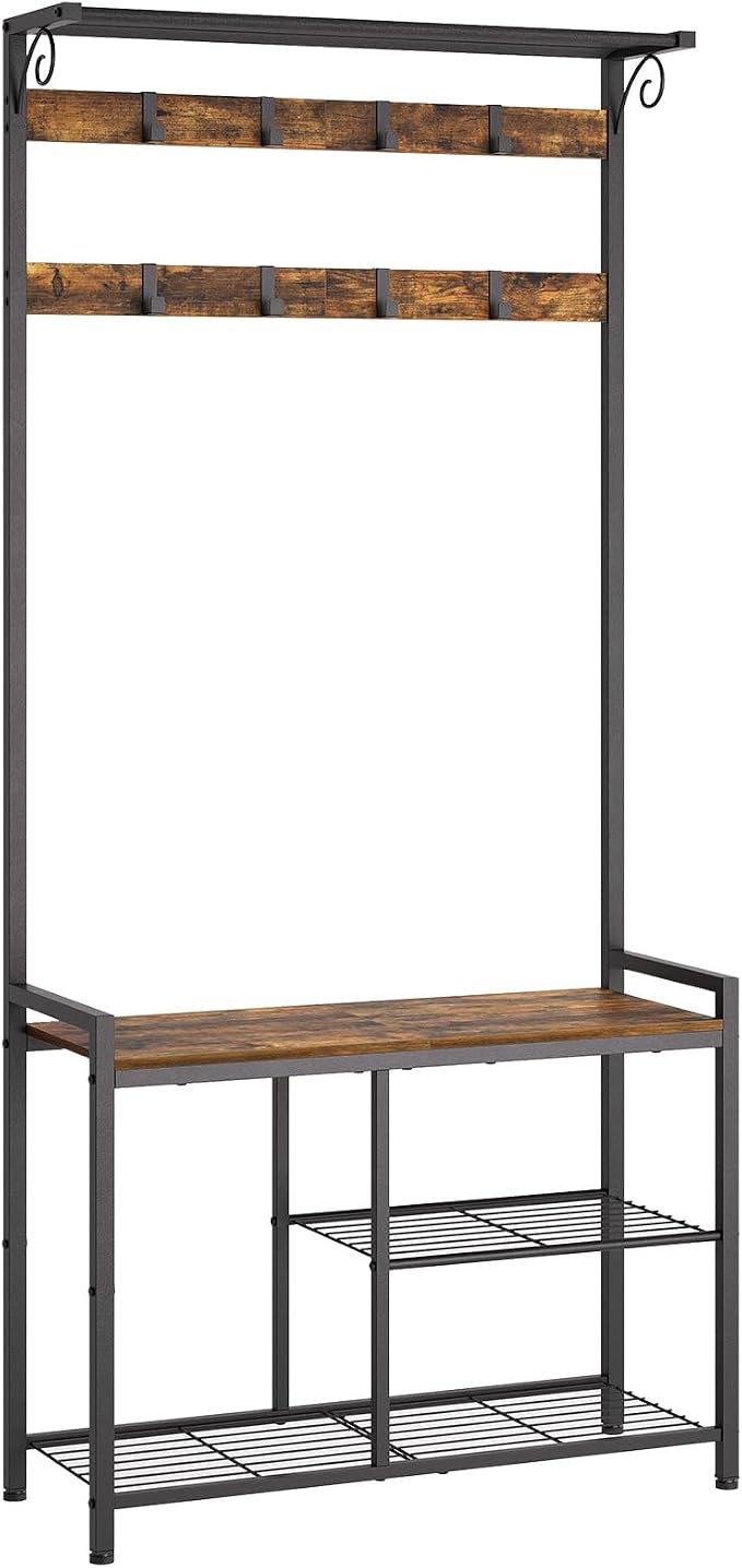 YATINEY Coat Rack Shoe Bench, 4-in-1 Hall Tree by Yatiney