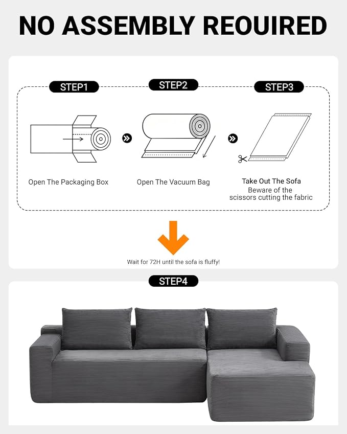 97" Cloud Sectional Couch, Modern Modular Sectional Sofa - Image 4