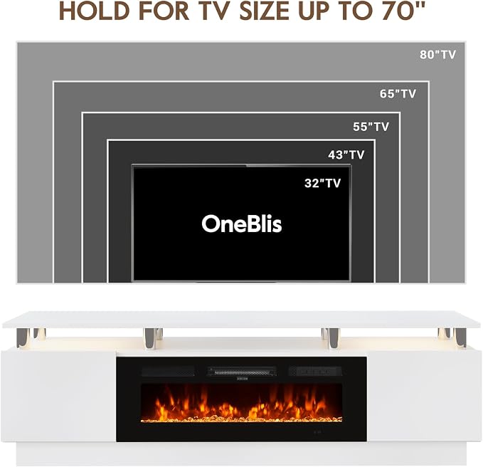 70" TV Stand & Entertainment Center, Media Console - Image 5
