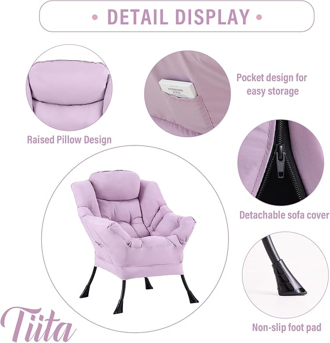 Tiita Lazy Chair with Ottoman, Comfy Leisure Sofa Armchair with Ottoman - Image 5