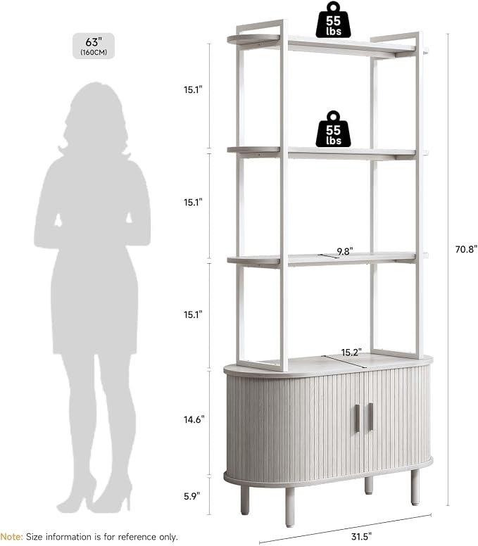 ONBRILL 71" Tall Bookshelf, 4-Tier Book Shelf - Image 2