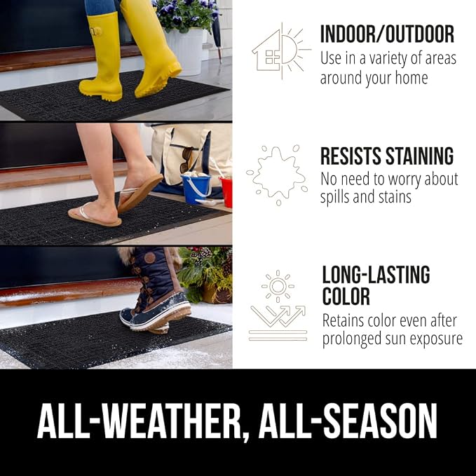 GORILLA GRIP 100% Waterproof All-Season WeatherMAX Doormat 35x23, US Designed - Image 3