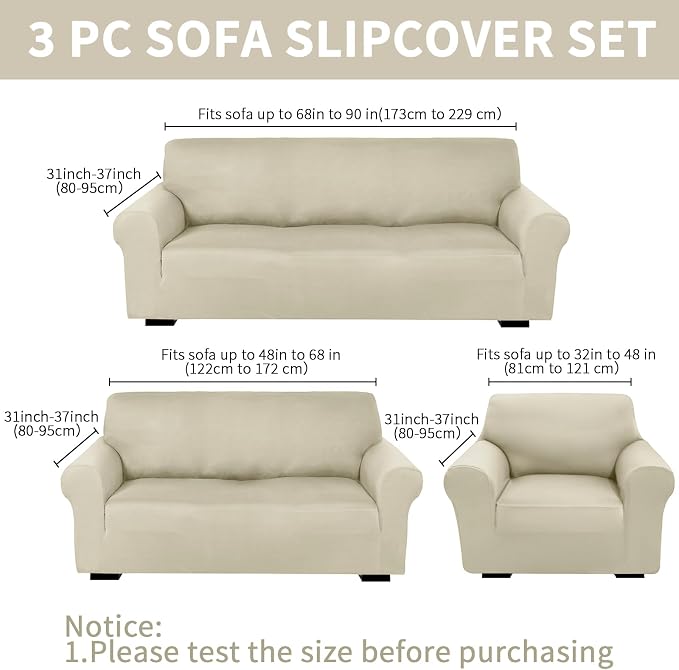 Peryiter 3 Pcs Couch and Loveseat Covers Set Sofa Cover - Image 2