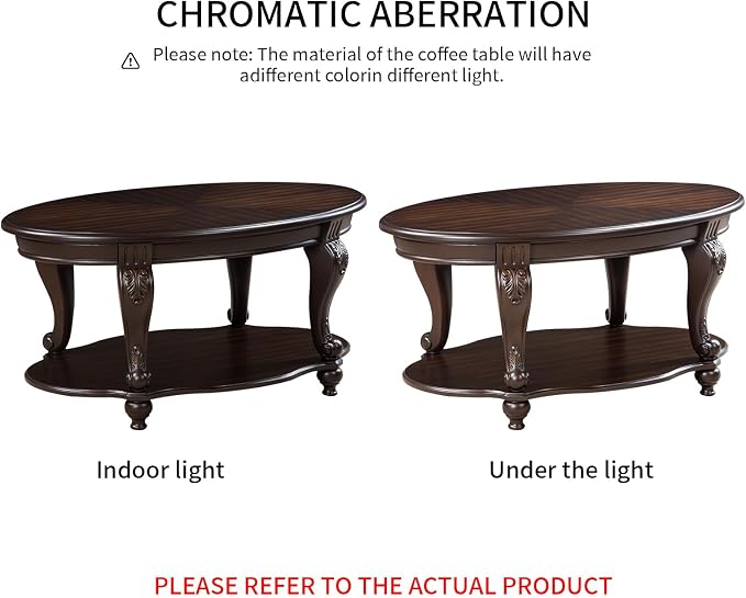 LKTART 42" Vintage Oval Coffee Table - Image 9