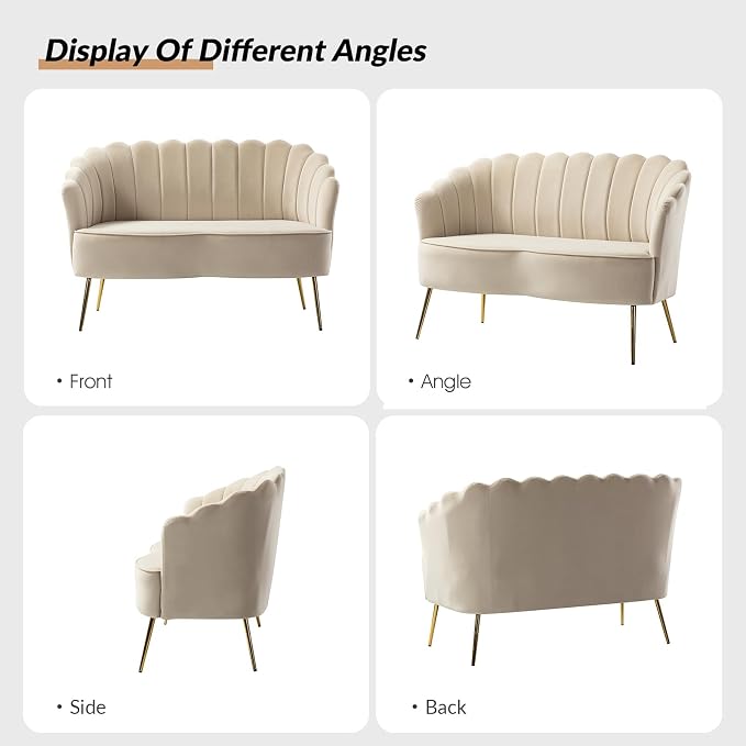 HULALA HOME Modern Velvet Loveseat Sofa - Image 3