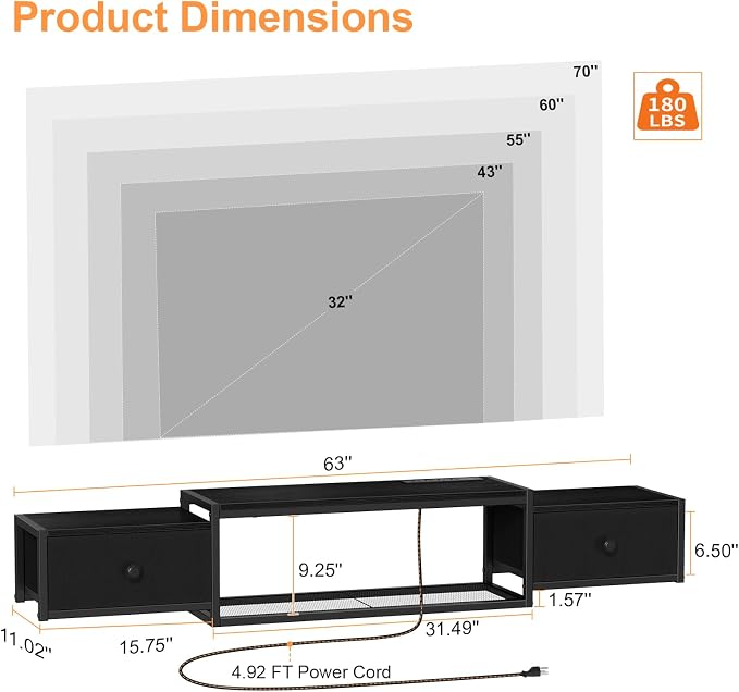 Snughome 63" Floating TV Stand - Image 3