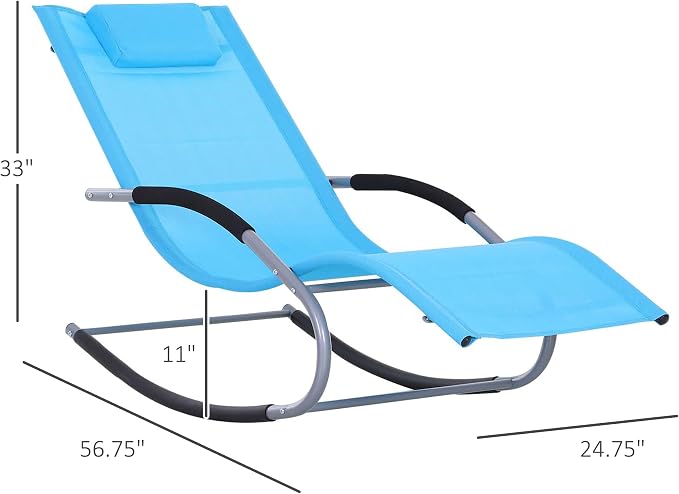 Outsunny Zero Gravity Rocking Chair Outdoor Chaise Lounge Chair Recliner Rocker - Image 3