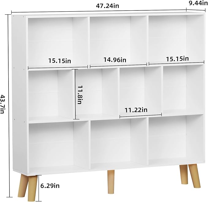 YAHARBO 10 Cube White Bookshelf, 3 Tier Book Shelf - Image 3