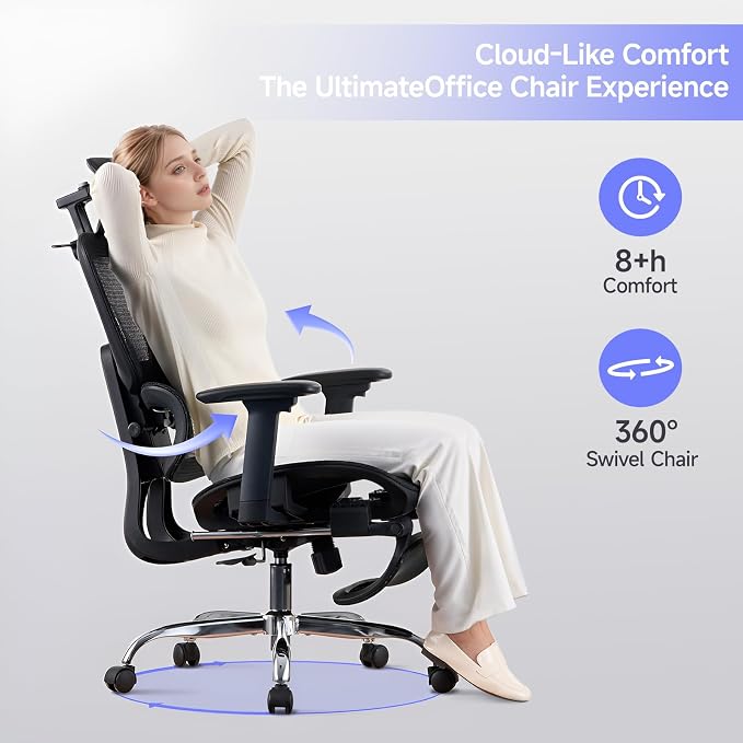 Office Chair with Footrest, Ergonomic Chair with 3D Headrest, Computer Chair - Image 9