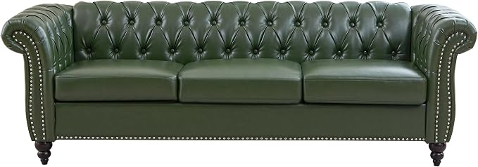 LEVNARY Chesterfield Sofa, 3 Seater Tufted Couch - Image 3