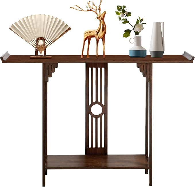 Entryway Table, 2 Tiers Freestanding Chinese Style Vintage Console Large by Unknown