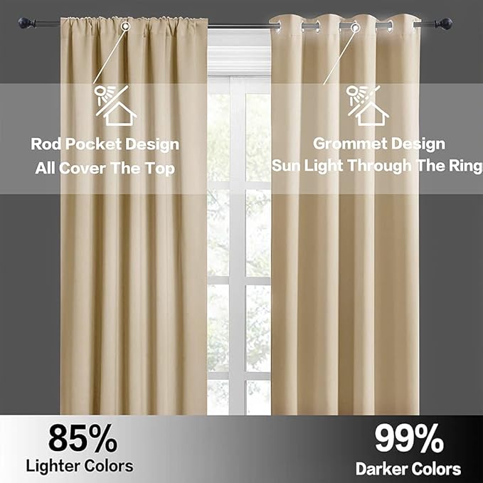 RYB HOME Short Curtains for Bedroom, Room Darkening Insulated Summer Heat Light - Image 6