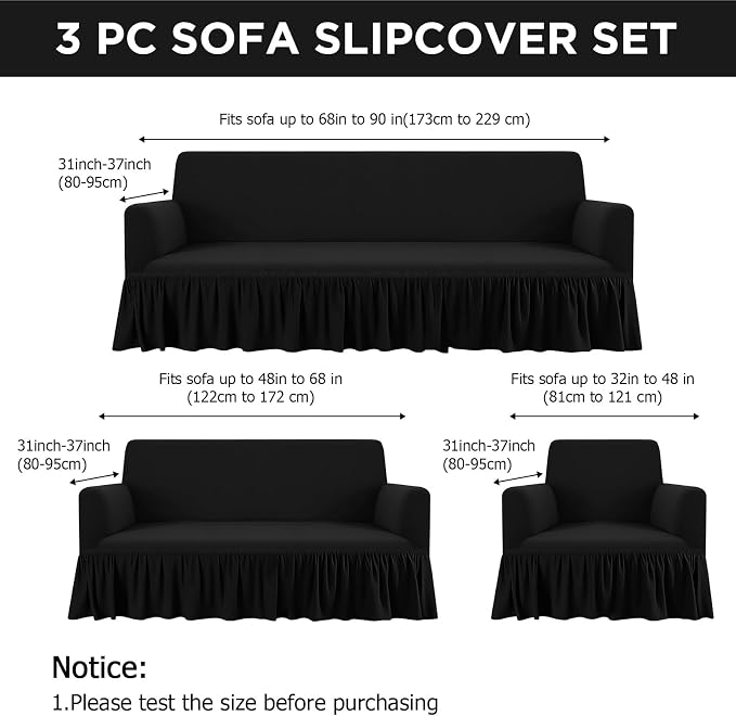 Fanfanwin 3 Pcs Sofa Slipcover Set - Image 2