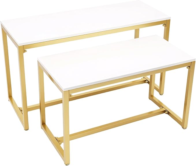 2pcs Gold Retail Display Nesting Tables, Shoes Handbag Metal Display Riser Shelf - Image 8