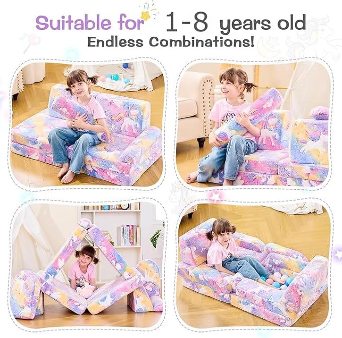 IFNOW Modular Kids Play Couch, Convertible & Washable Toddler Foam Couch Kids - Image 3