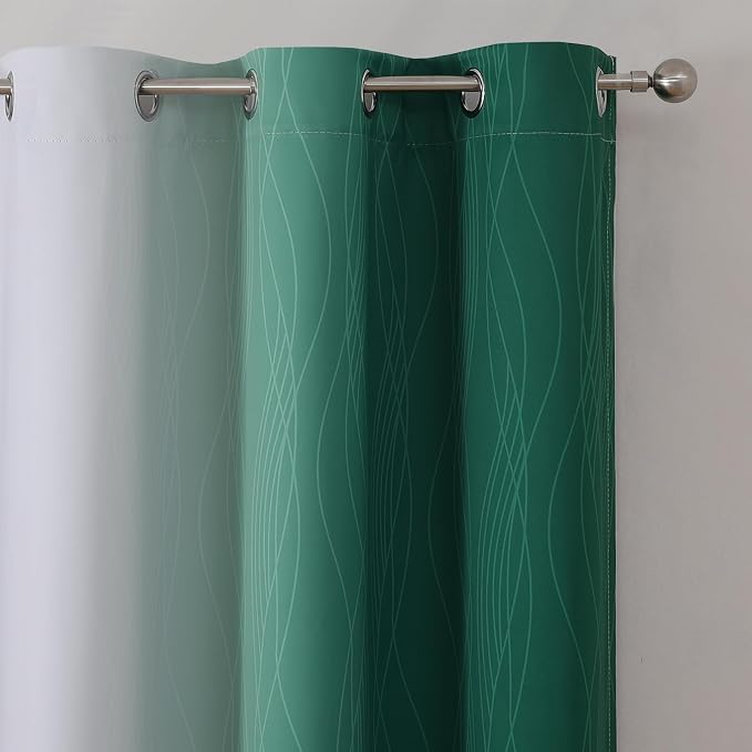 Estelar Textiler Green and Greyish White Blackout Curtains - Image 4