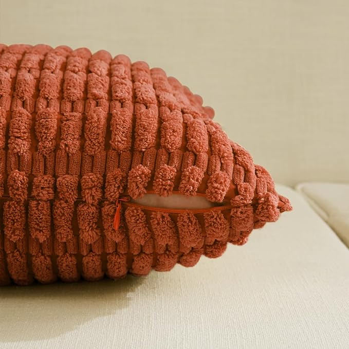 Fancy Homi Set of 4 Burnt Orange Fall Lumbar Rectangle Decorative Throw Pillow - Image 3