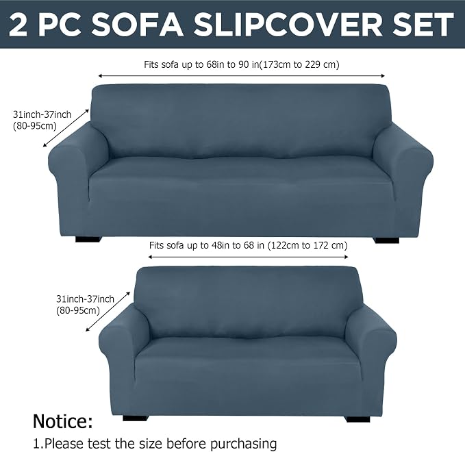 Peryiter 2 Pcs Sofa Covers Couch and Loveseat Covers Set Stretch Sofa Slipcover - Image 2