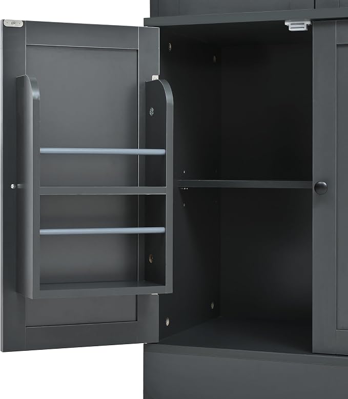 VilroCaz 75'' Tall Freestanding Kitchen Pantry Cabinet, Wood Large Cupboard - Image 6