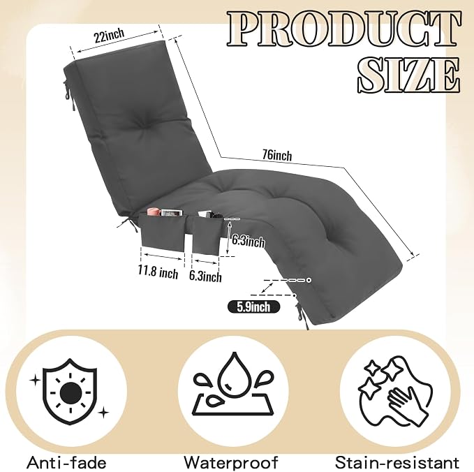 Outdoor Chaise Lounge Cushions - Image 2