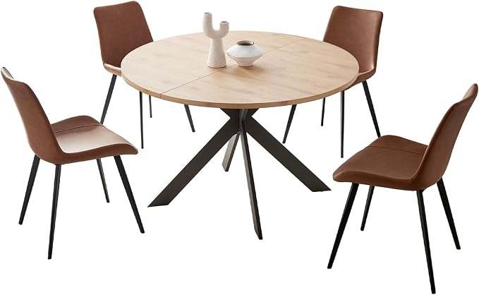 Zerifevni 46.4" Round Dining Table Set, Mid Century Modern Round Dining Table - Image 2