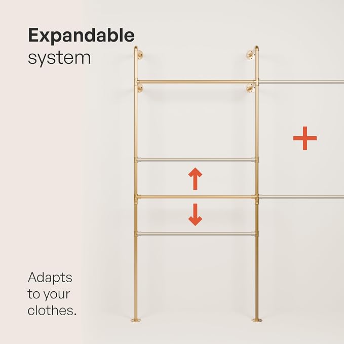pamo Industrial Pipe Clothing Rack Gold - Image 6