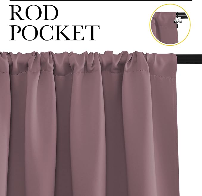 NICETOWN Blackout Curtains for Living Curtains, Dry Rose, 2 Panels, 29 by 30 - Image 2