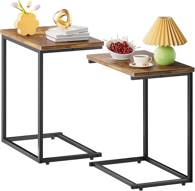 Pipishell C Shaped End Table Set of 2, Side Table by Pipishell