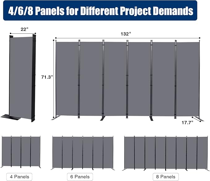 Room Divider 6FT Portable Room Dividers and Folding Privacy Screens, 6 Panel - Image 6