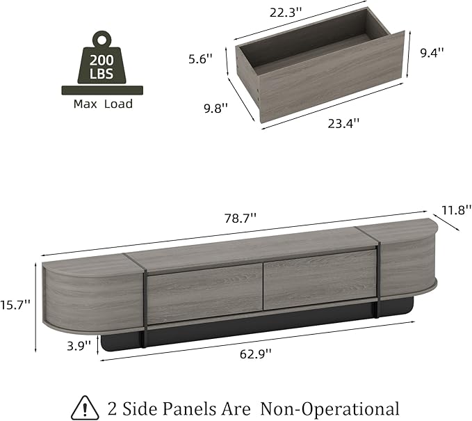 Coffee Table and TV Stand Set of 2, 76.4'' Modern TV Console，Entertainment - Image 3