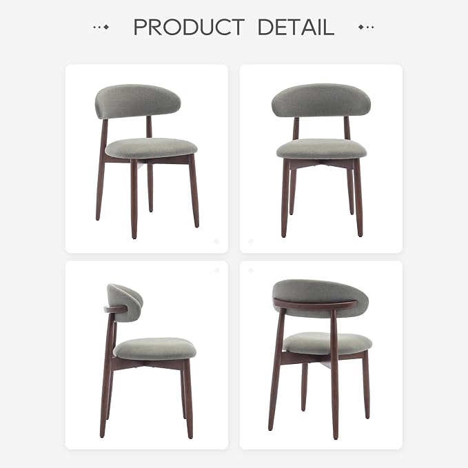 COLAMY Wooden Dining Room Chairs Set of 4, Modern Upholstered Fabric Dining - Image 9
