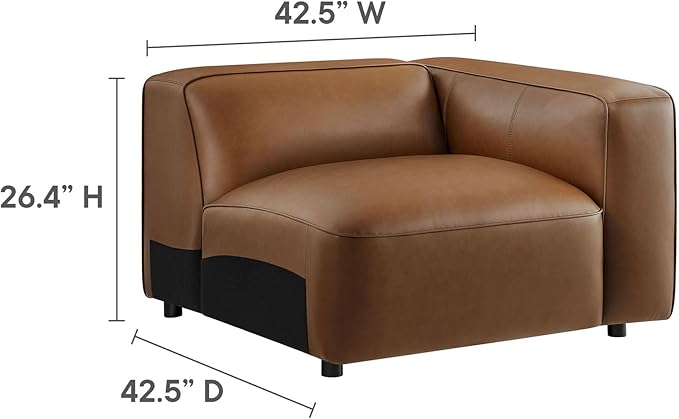 Modway Auren Vegan Leather Right Modular Armchair in Coffee - Image 3