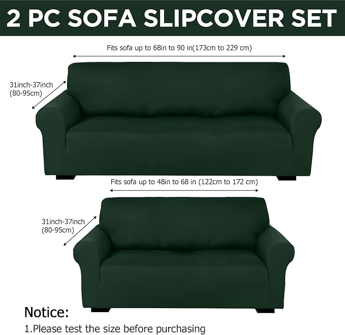 Peryiter 2 Pcs Sofa Covers Couch and Loveseat Covers Set Stretch Sofa Slipcover - Image 2