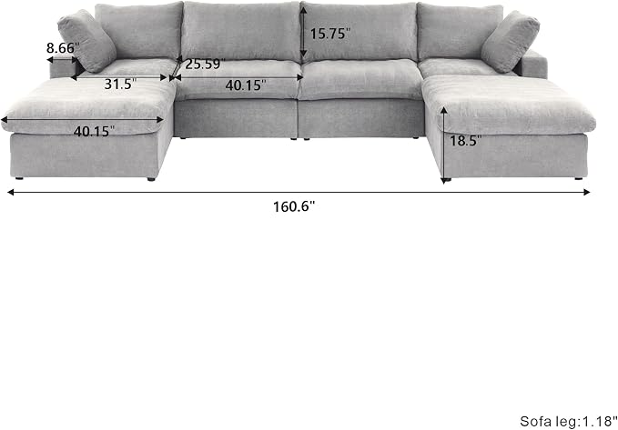 JACH U-Shaped Couches for Living Room, 6-Seats Modular Convertible Sectional - Image 2