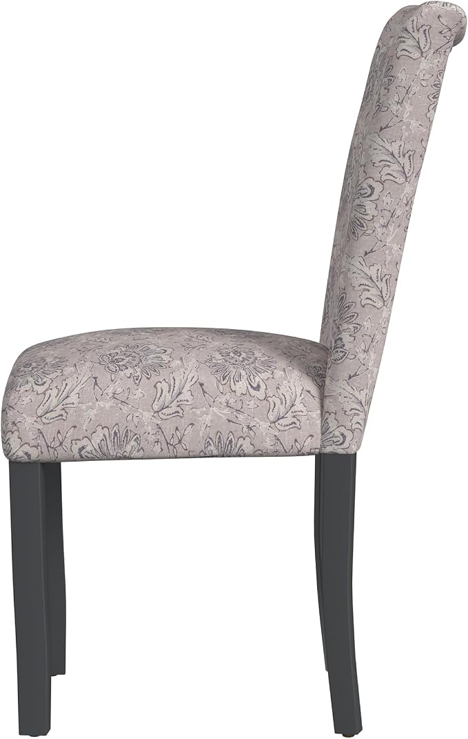 HomePop Classic Parsons Dining Chair -Gray Linen Artistic Floral Print - Image 6
