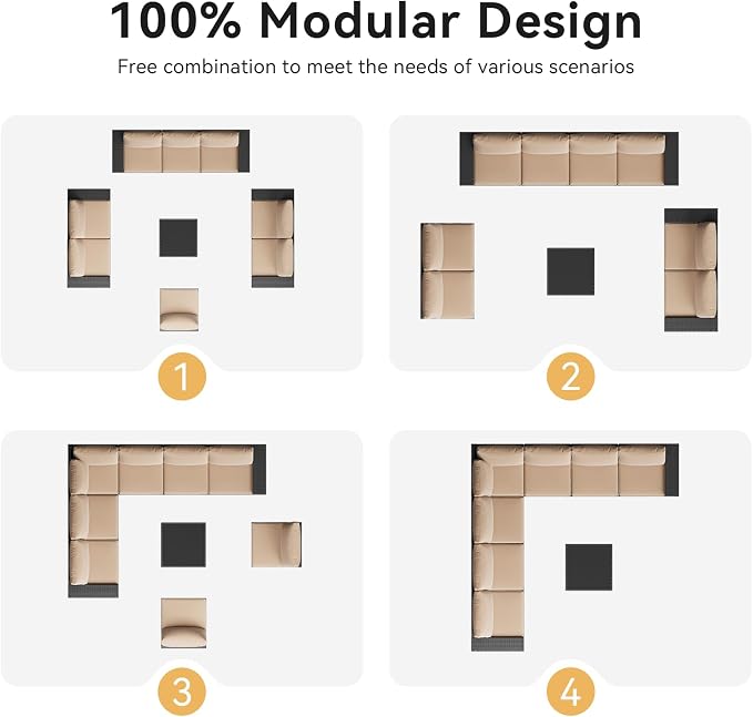 Aoxun Patio Furniture Set, Widen Armrests Wicker Outdoor Sectional - Image 9