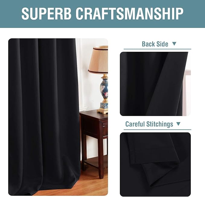 H.VERSAILTEX Blackout Curtains for Bedroom Black Out Curtains 90 inch Thermal - Image 3